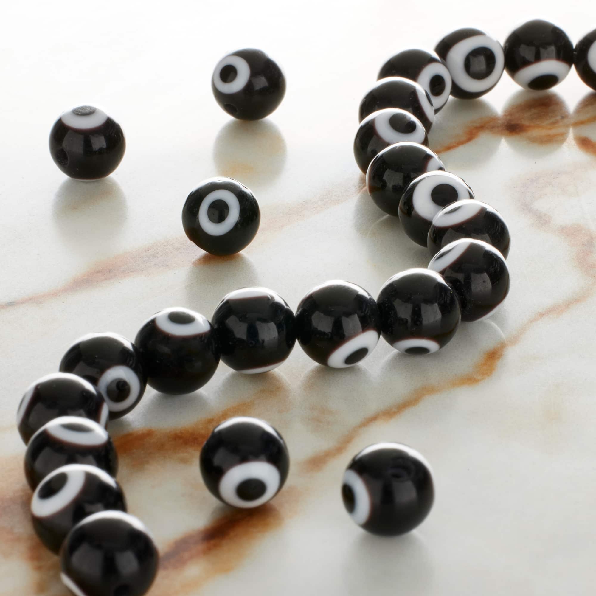 12 Pack: Lampwork Glass Round Evil Eye Beads